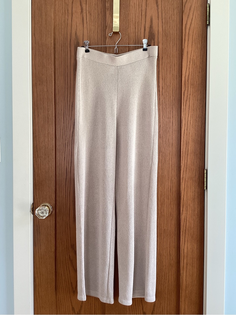 H&M Knit Wide-Leg High Rise Pants in Beige Size Large